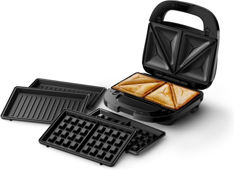Philips Croque-Monsieur 5000, 3-en-1, 3 Jeux de Plaques, 750W, Noir (HD2350/80)