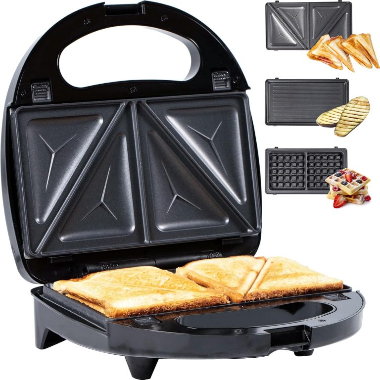 Gadgy Appareil à Gaufres 3 en 1 Croque Monsieur Grill 750 W, plaques interchangeables antiadhésives