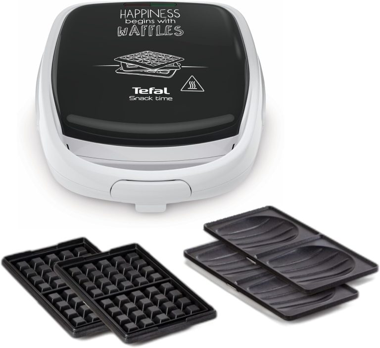Tefal Snack Time Happiness - Gaufrier et appareil croque-monsieur, 2 jeux de plaques amovibles, 700 W